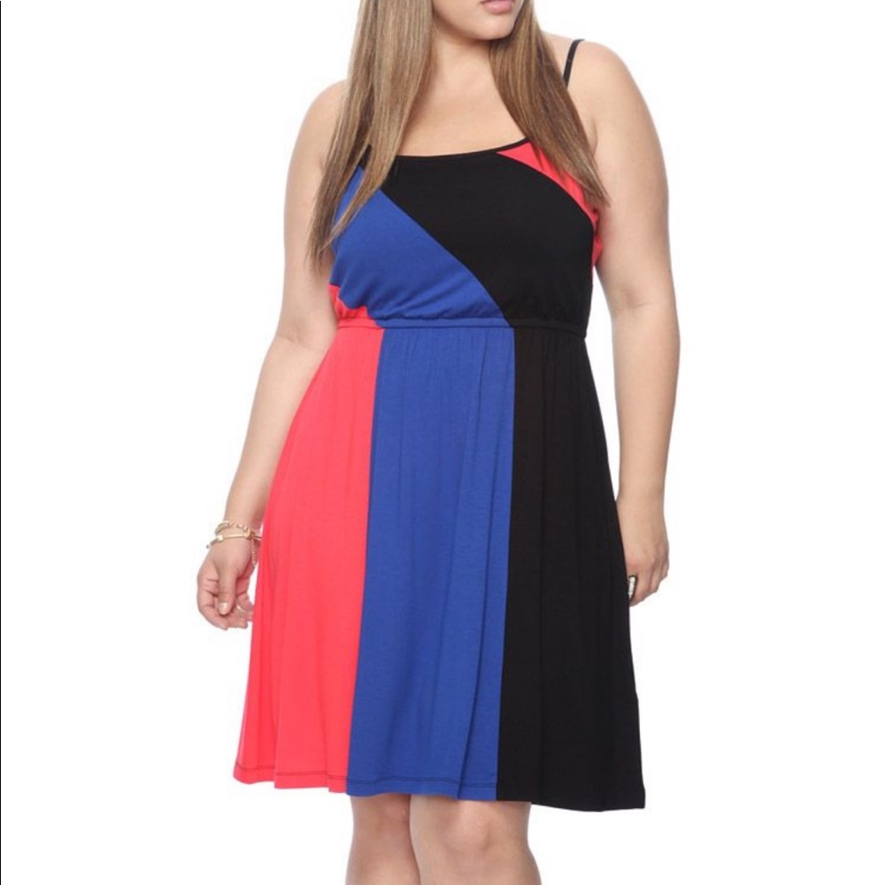 Plus Size Comfy Color Block Bias Dress